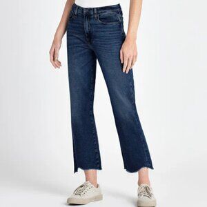 High Waist Raw Hem Stretch Jean